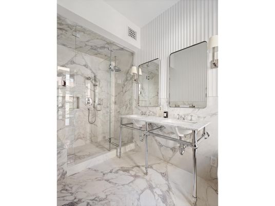 Bathroom, Glass Shower, Interior, Marble, Marble Walls