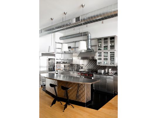 Interior, Kitchen, Pendant Lights, Stainless Steel Appliances, Wood Texture Flooring