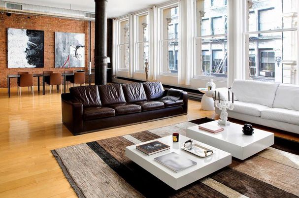 Interior, Living room, Stone Walls, Wood Texture Flooring