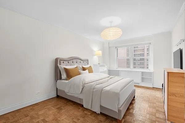 Bedroom, Interior, Pendant Lights, Wood Texture Flooring