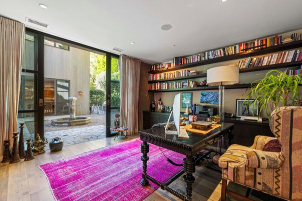 Home Office, Interior, Recessed Lighting, Wood Texture Flooring
