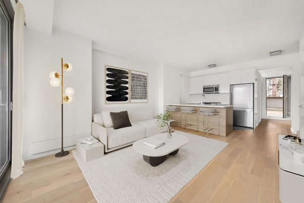Interior, Kitchen, Living room, Stainless Steel Appliances, Wood Texture Flooring