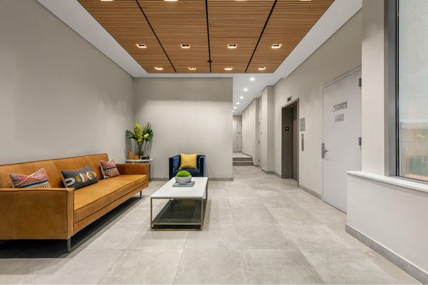 Elevator, Interior, Living room, Recessed Lighting, Wooden Ceilings