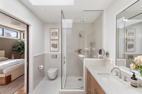 Bathroom, Glass Shower, Interior, Recessed Lighting