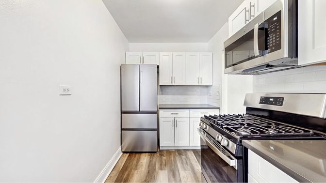 Interior, Kitchen, Stainless Steel Appliances, Wood Texture Flooring