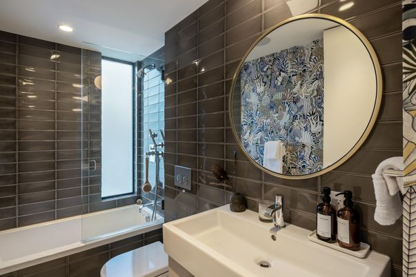 Bathroom, Glass Shower, Interior, Recessed Lighting