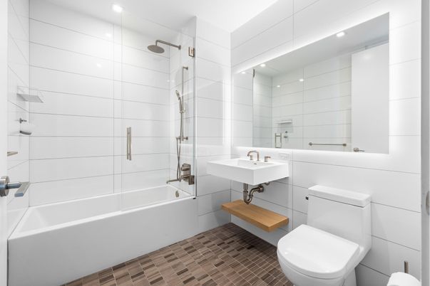 Bathroom, Glass Shower, Interior, Recessed Lighting