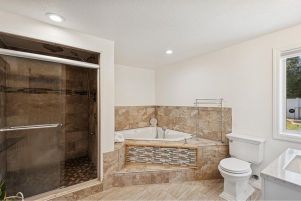 Bathroom, Glass Shower, Interior, Recessed Lighting