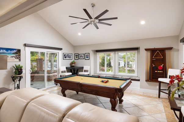 Billiard Table, Game Room, Interior, Recessed Lighting