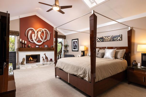 Bedroom, Fireplace, Interior
