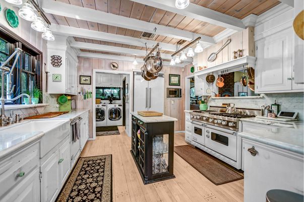 Interior, Kitchen, Stainless Steel Appliances, Wooden Beams, Wooden Ceilings, Wood Texture Flooring