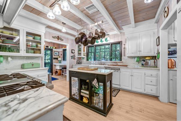 Interior, Kitchen, Pendant Lights, Wooden Ceilings, Wood Texture Flooring