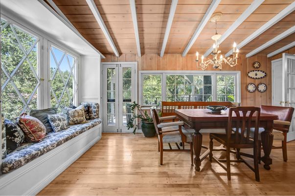 Chandelier, Dining room, Interior, Living room, Wooden Beams, Wooden Ceilings, Wood Texture Flooring