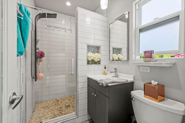 Bathroom, Glass Shower, Interior, Recessed Lighting