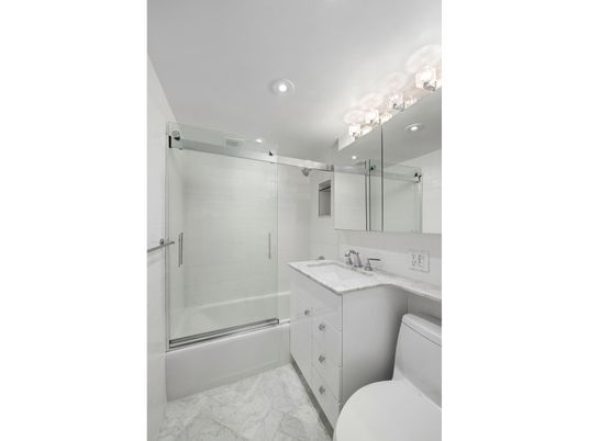 Bathroom, Glass Shower, Interior, Marble, Recessed Lighting