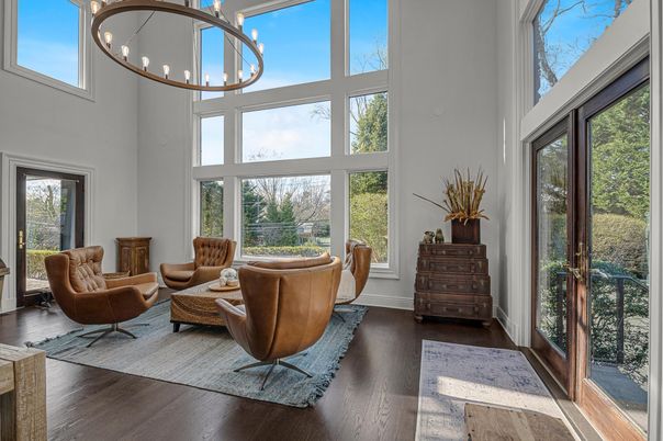 Interior, Living room, Pendant Lights, Wood Texture Flooring