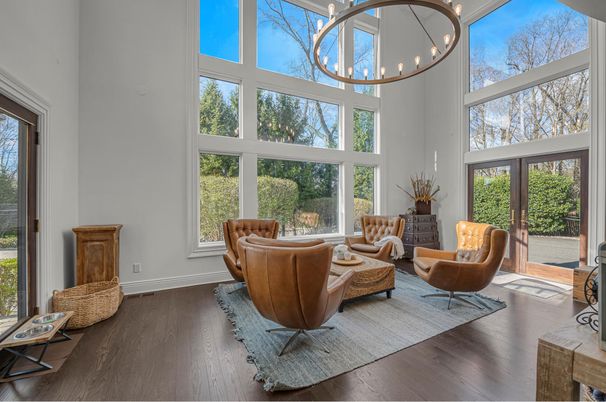 Interior, Living room, Pendant Lights, Wood Texture Flooring