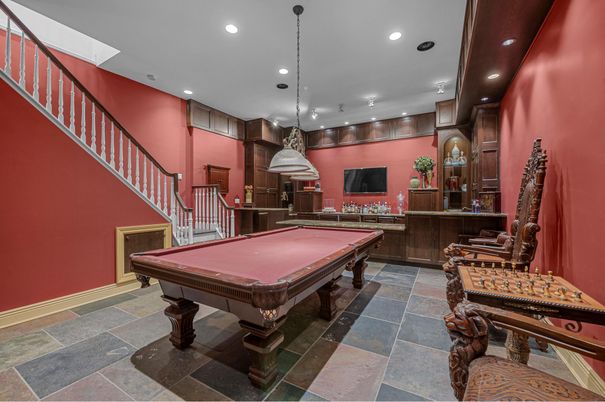 Billiard Table, Game Room, Interior, Pendant Lights, Recessed Lighting