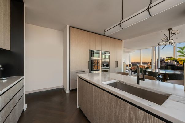 Interior, Kitchen, Pendant Lights, Wood Texture Flooring