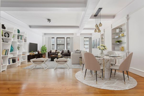 Dining room, Interior, Living room, Pendant Lights, Wood Texture Flooring