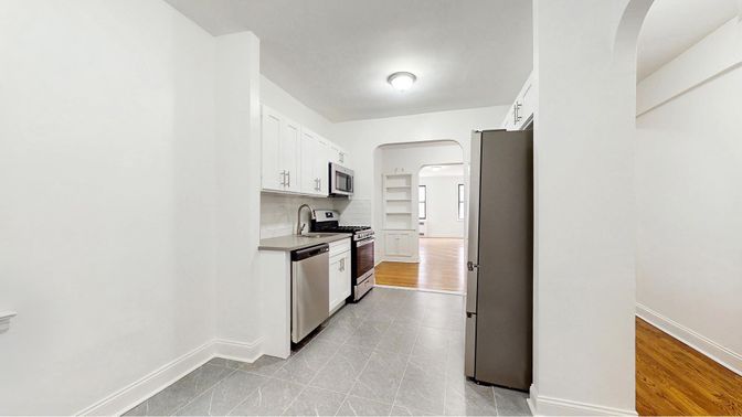 Interior, Kitchen, Stainless Steel Appliances, Wood Texture Flooring