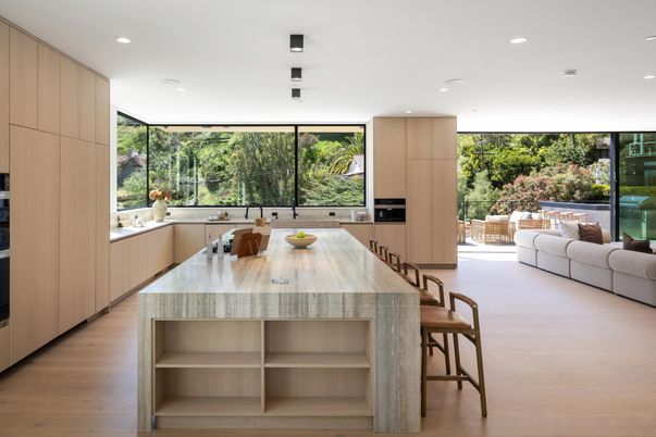 Interior, Kitchen, Recessed Lighting, Wood Texture Flooring