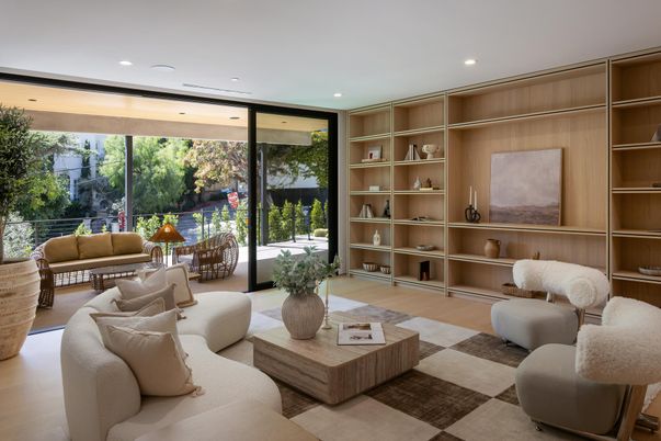 Interior, Living room, Recessed Lighting, Wood Texture Flooring