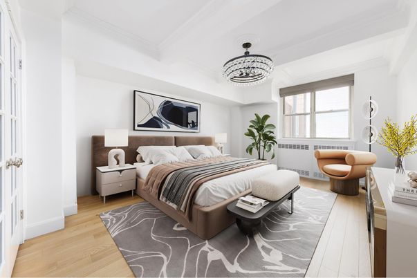 Bedroom, Chandelier, Interior, Wood Texture Flooring