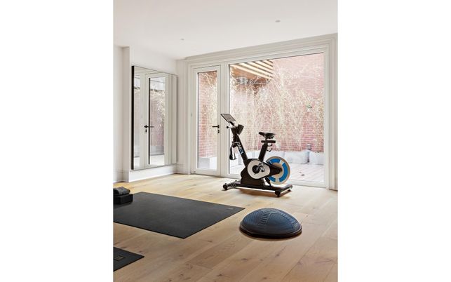 Fitness Equipment, Interior, Recessed Lighting, Wood Texture Flooring