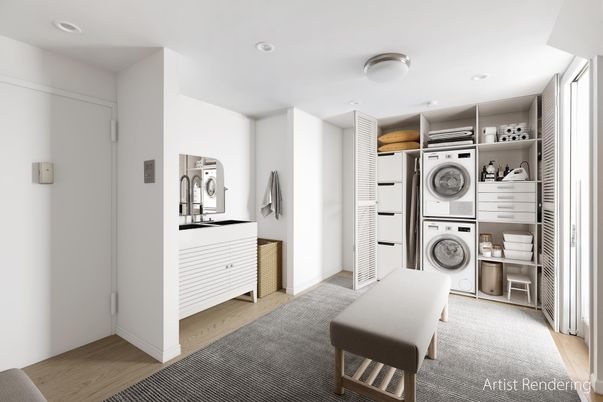 Interior, Recessed Lighting, Utility Closets, Washer, Wood Texture Flooring