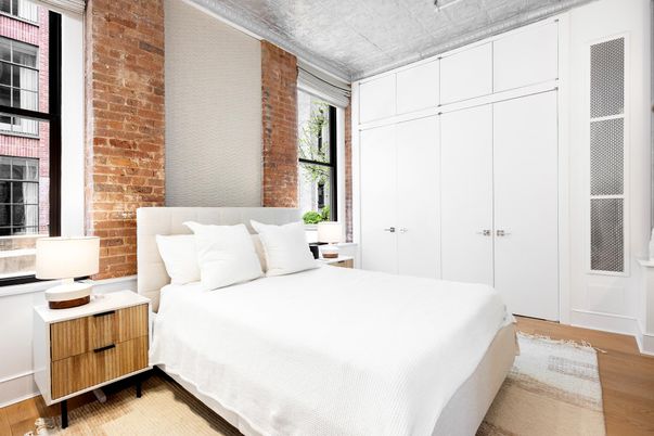 Bedroom, Interior, Stone Walls, Wood Texture Flooring