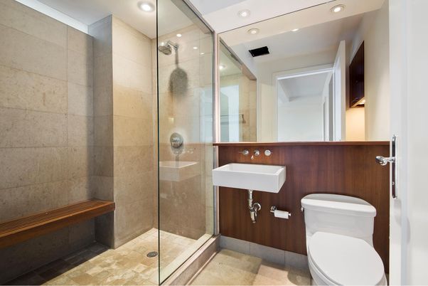 Bathroom, Glass Shower, Interior, Recessed Lighting