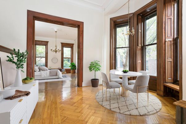 Chandelier, Dining room, Interior, Pendant Lights, Wood Texture Flooring