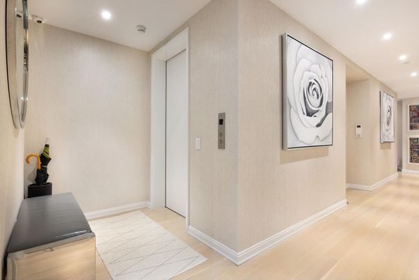 Elevator, Interior, Recessed Lighting, Wood Texture Flooring
