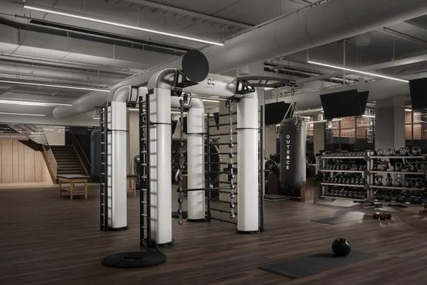 Fitness Equipment, Gym, Interior, Wood Texture Flooring