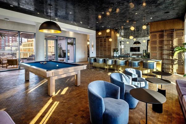 Billiard Table, Game Room, Interior, Pendant Lights, Recessed Lighting
