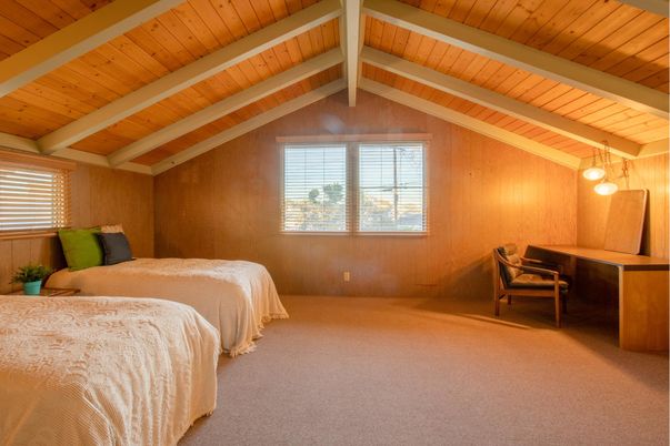Bedroom, Interior, Pendant Lights, Wooden Beams, Wooden Ceilings, Wooden Walls