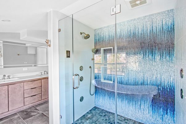 Bathroom, Glass Shower, Interior, Recessed Lighting