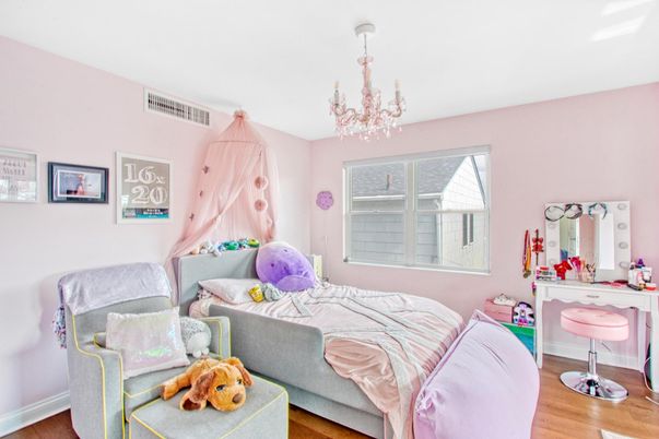 Bedroom, Chandelier, Interior, Wood Texture Flooring