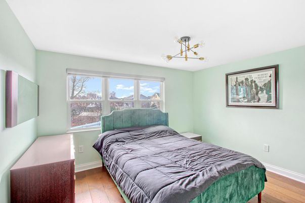 Bedroom, Interior, Pendant Lights, Wood Texture Flooring