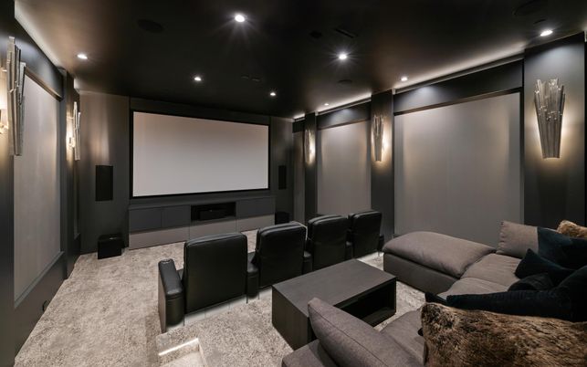 Home Theatre Room, Interior, Projection Screen, Recessed Lighting, Theatre Room