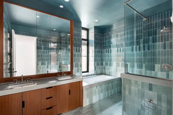 Bathroom, Dual Sink Vanities, Glass Shower, Interior, Recessed Lighting
