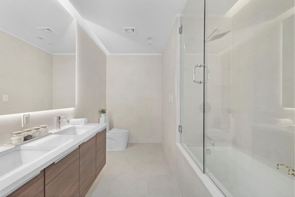 Bathroom, Dual Sink Vanities, Glass Shower, Interior