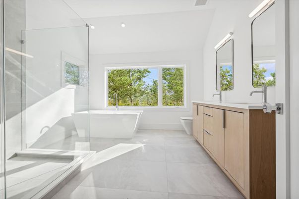 Bathroom, Dual Sink Vanities, Free Standing Baths, Glass Shower, Interior, Recessed Lighting