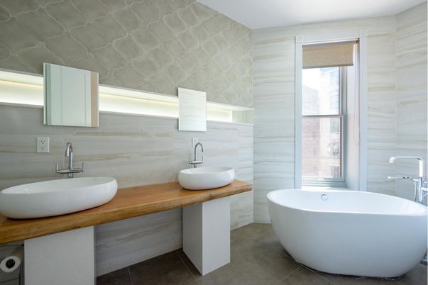 Bathroom, Dual Sink Vanities, Free Standing Baths, Interior
