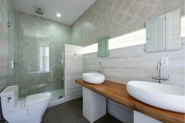 Bathroom, Dual Sink Vanities, Glass Shower, Interior, Recessed Lighting