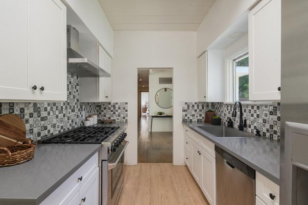 Interior, Kitchen, Stainless Steel Appliances, Wood Texture Flooring