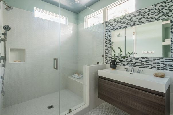 Bathroom, Glass Shower, Interior, Recessed Lighting