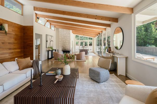 Fireplace, Interior, Living room, Stone Walls, Wooden Beams, Wood Texture Flooring, Wooden Walls