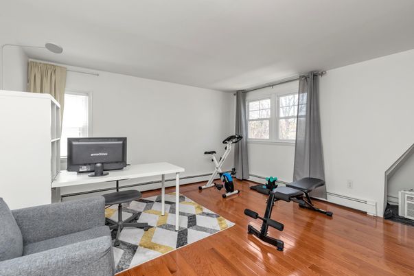 Fitness Equipment, Home Office, Interior, Wood Texture Flooring